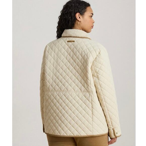 NEW Lauren Ralph Lauren Moda Cream Quilted Corduroy Trim Jacket Plus Size XXL - Picture 2 of 16